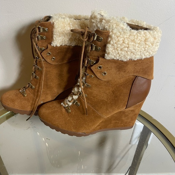 Just Fab Erleen Lace-Up Wedge Ankle Boots 8.5 - Picture 2 of 5